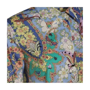 LIGHT BLUE MULTICOLOUR COTTON BLEND SHIRT