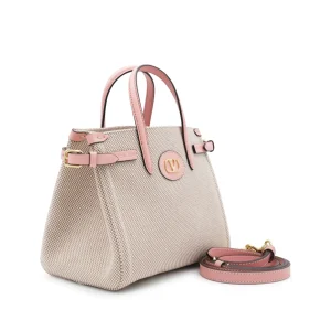 NATURAL AND PINK COTTON ANTIBES MINI TOTES