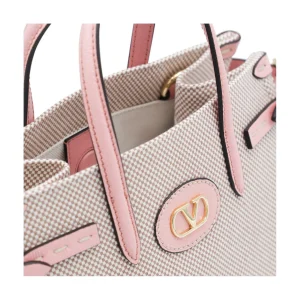 NATURAL AND PINK COTTON ANTIBES MINI TOTES