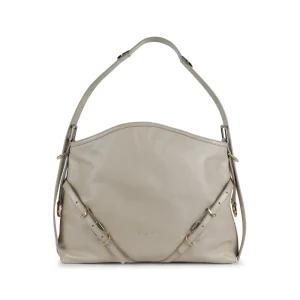 NATURAL BEIGE LEATHER VOYOU MEDIUM SHOULDER BAG