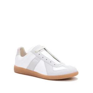 OFF WHITE LEATHER AND GREY REPLICA SNEAKERS
