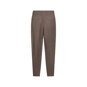 OLIVE BROWN LINEN-VISCOSE BLEND PANTS