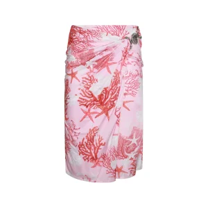 PINK AND WHTE VISCOSE SKIRT