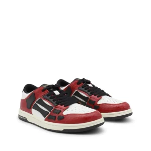 RED, WHITE AND BLACK LEATHER SNAKE SKEL SNEAKERS