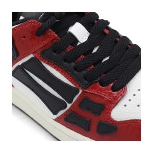 RED, WHITE AND BLACK LEATHER SNAKE SKEL SNEAKERS