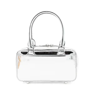 SILVER LEATHER TOP HANDLE BAG