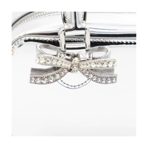 SILVER LEATHER TOP HANDLE BAG