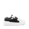 WHITE AND BLACK LEATHER SNEKAERS