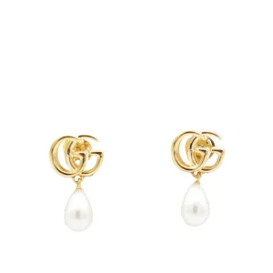 WHITE AND GOLD BRASS EARRINGS