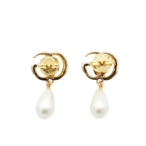 WHITE AND GOLD BRASS EARRINGS