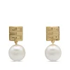 WHITE AND GOLDEN BRASS 4G EARRINGS