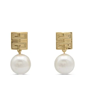WHITE AND GOLDEN BRASS 4G EARRINGS