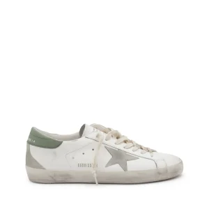 WHITE AND GREEN LEATHER SNEAKERS