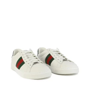 WHITE AND GREEN LEATHER SNEAKERS