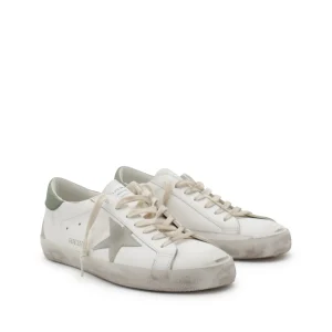 WHITE AND GREEN LEATHER SNEAKERS