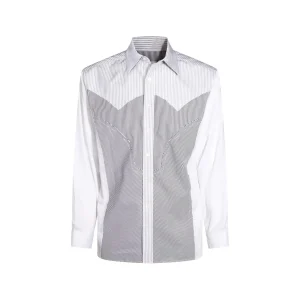 WHITE AND GREY COTTON SHIRT