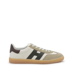 WHITE AND GREY LEATHER SNEAKERS