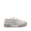 WHITE AND GREY LEATHER SNEAKERS