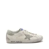 WHITE AND GREY LEATHER SNEAKERS
