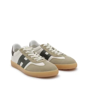WHITE AND GREY LEATHER SNEAKERS