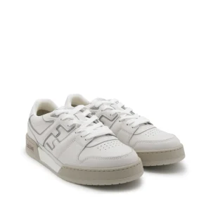 WHITE AND GREY LEATHER SNEAKERS