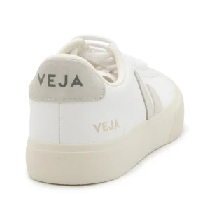 WHITE AND NATURAL FAUX LEATHER CAMPO SNEAKERS