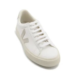 WHITE AND NATURAL FAUX LEATHER CAMPO SNEAKERS