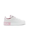 WHITE AND PINK LEATHER SNEAKERS