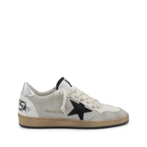 WHITE AND SILVER LEATHER BALLSTAR SNEAKERS
