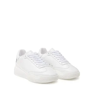 WHITE FAUX LEATHER LOOP SNEAKERS