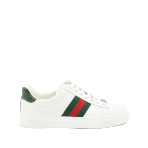 WHITE, GREEN AND RED LEATHER SNEAKERS