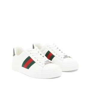 WHITE, GREEN AND RED LEATHER SNEAKERS