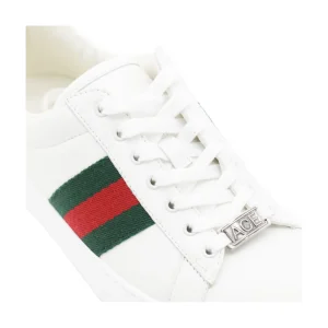 WHITE, GREEN AND RED LEATHER SNEAKERS