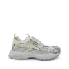 WHITE, GREY AND GOLD-TONE CANVAS SNEAKERS