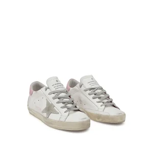 WHITE ICE AND PINK LEATHER SUPER STAR SNEAKERS