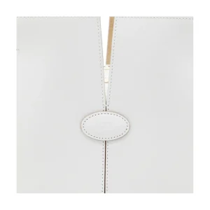 WHITE LEATHER TOP HANDLE BAG