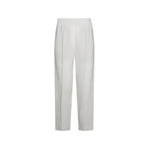 WHITE LINEN VISCOSE BLEND PANTS