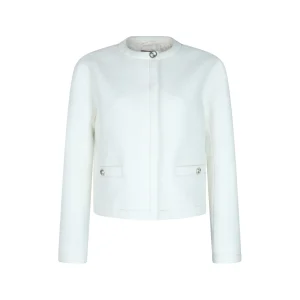 WHITE WOOL CASUAL JACKET