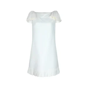 WHITE WOOL MINI DRESS